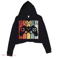 Gamer Retro Controller Crop Fleece Hoodie