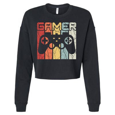 Gamer Retro Controller Cropped Pullover Crew