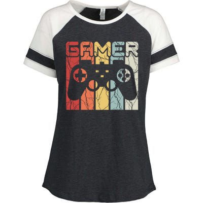 Gamer Retro Controller Enza Ladies Jersey Colorblock Tee