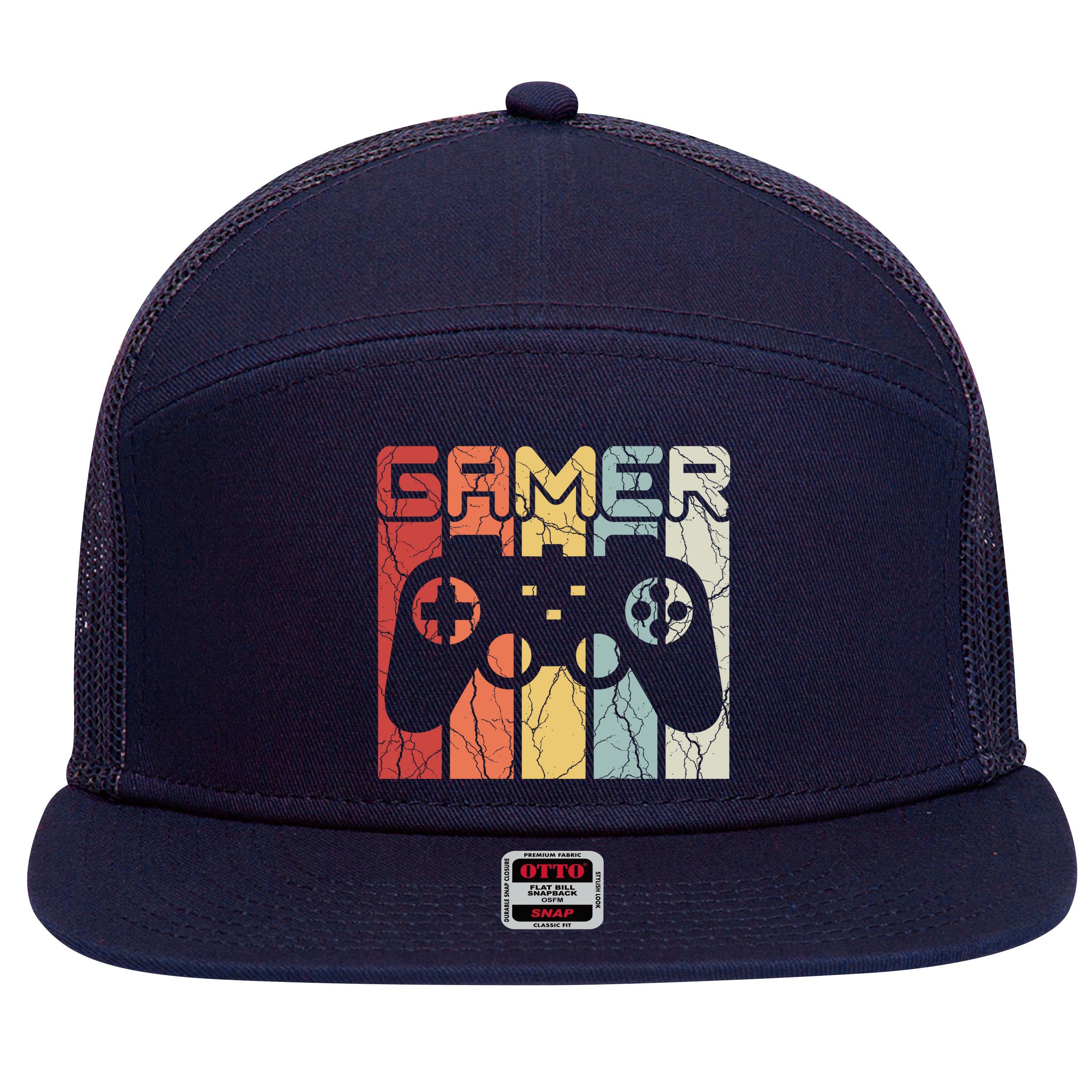 Gamer Retro Controller 7 Panel Mesh Trucker Snapback Hat