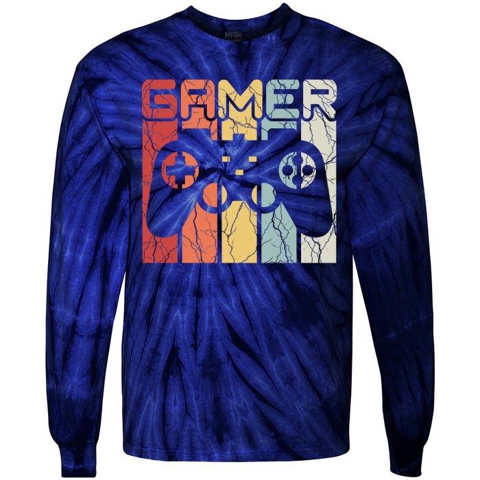 Gamer Retro Controller Tie-Dye Long Sleeve Shirt