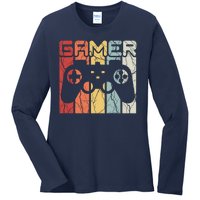 Gamer Retro Controller Ladies Long Sleeve Shirt