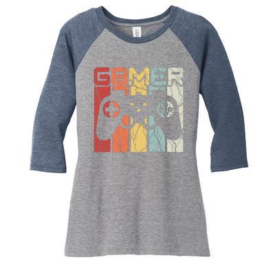 Gamer Retro Controller Women's Tri-Blend 3/4-Sleeve Raglan Shirt