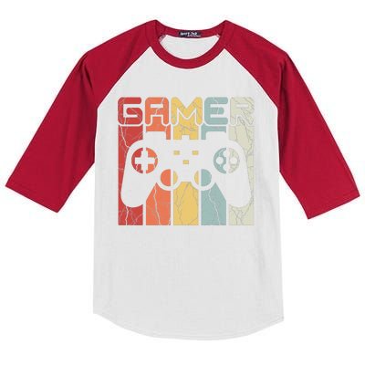 Gamer Retro Controller Kids Colorblock Raglan Jersey