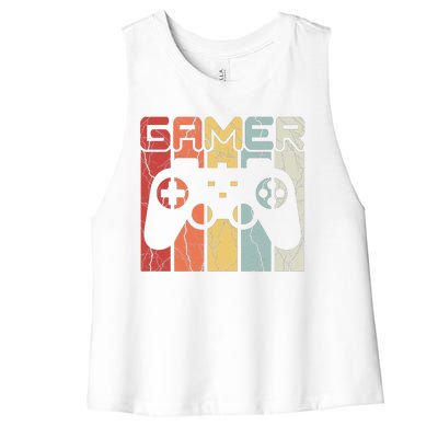 Gamer Retro Controller Women's Racerback Cropped Tank