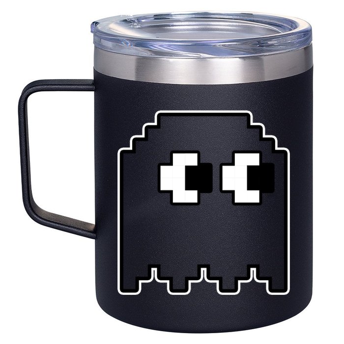 Gamer Retro Pixel Ghost Funny Halloween 12oz Stainless Steel Coffee Mug