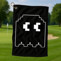 Gamer Retro Pixel Ghost Funny Halloween Golf Towel