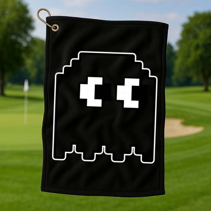 Gamer Retro Pixel Ghost Funny Halloween Golf Towel