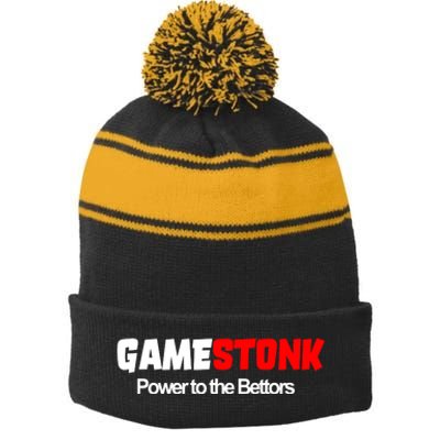 Gamestonk Power To The Bettors Stripe Pom Pom Beanie