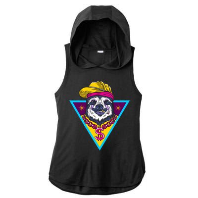 Gangsta Sloth Ladies PosiCharge Tri-Blend Wicking Draft Hoodie Tank