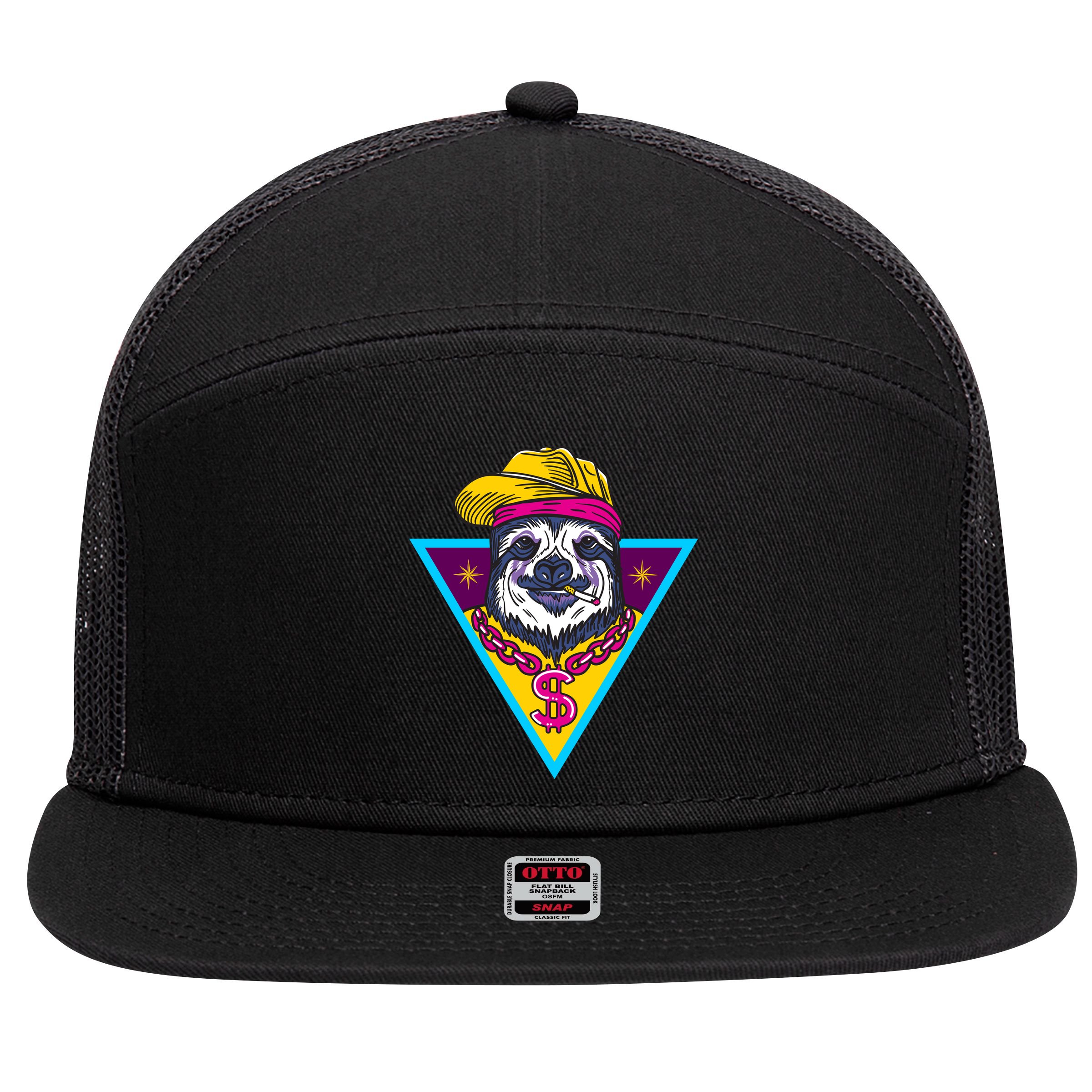 Gangsta Sloth 7 Panel Mesh Trucker Snapback Hat