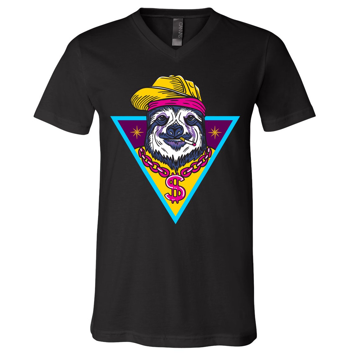Gangsta Sloth V-Neck T-Shirt