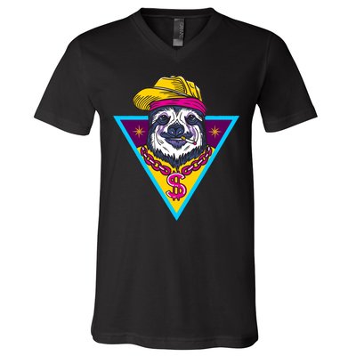 Gangsta Sloth V-Neck T-Shirt