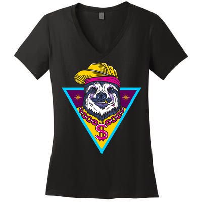 Gangsta Sloth Women's V-Neck T-Shirt