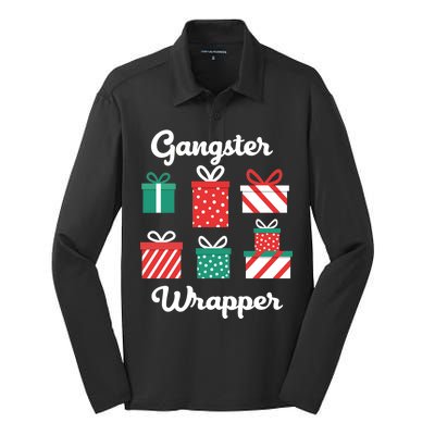 Gangsta Wrapper Funny Christmas Gift Silk Touch Performance Long Sleeve Polo