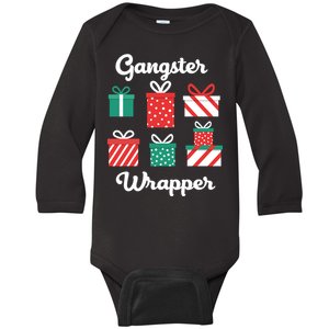 Gangsta Wrapper Funny Christmas Gift Baby Long Sleeve Bodysuit