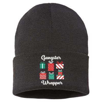 Gangsta Wrapper Funny Christmas Gift Sustainable Knit Beanie