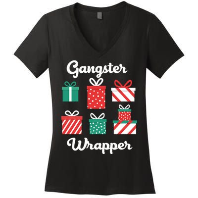 Gangsta Wrapper Funny Christmas Gift Women's V-Neck T-Shirt