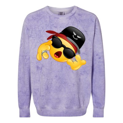 Gangster Emoji Smiley Colorblast Crewneck Sweatshirt