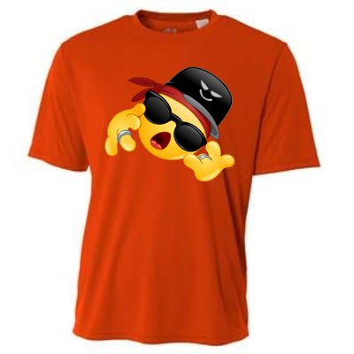 Gangster Emoji Smiley Cooling Performance Crew T-Shirt