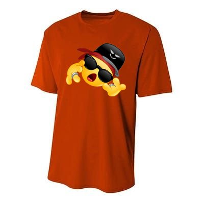 Gangster Emoji Smiley Youth Performance Sprint T-Shirt