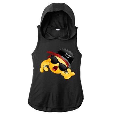 Gangster Emoji Smiley Ladies PosiCharge Tri-Blend Wicking Draft Hoodie Tank