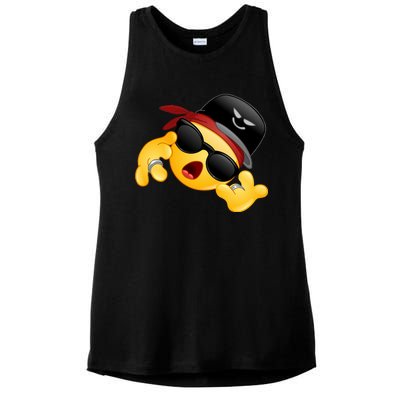 Gangster Emoji Smiley Ladies PosiCharge Tri-Blend Wicking Tank