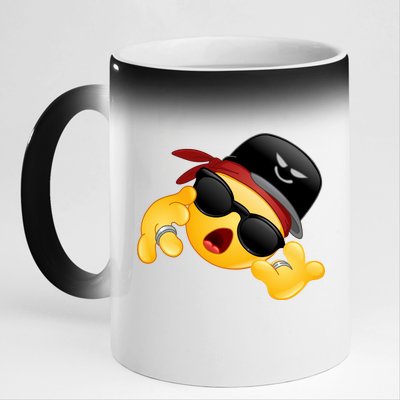 Gangster Emoji Smiley 11oz Black Color Changing Mug