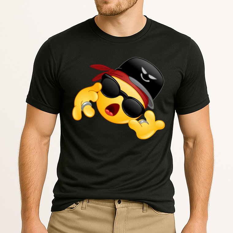 Gangster Emoji Smiley Cooling Performance Crew T-Shirt