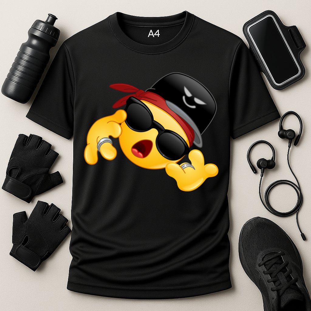 Gangster Emoji Smiley Cooling Performance Crew T-Shirt