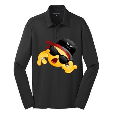 Gangster Emoji Smiley Silk Touch Performance Long Sleeve Polo