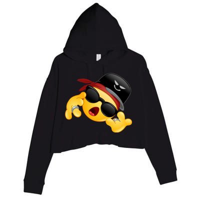 Gangster Emoji Smiley Crop Fleece Hoodie