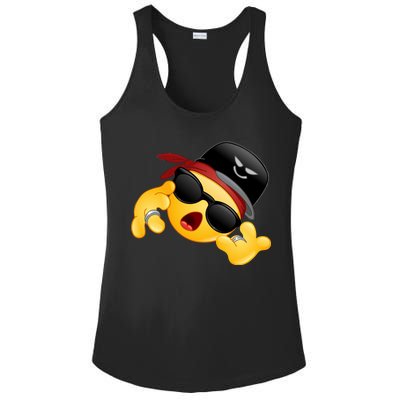 Gangster Emoji Smiley Ladies PosiCharge Competitor Racerback Tank