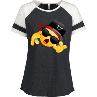 Gangster Emoji Smiley Enza Ladies Jersey Colorblock Tee