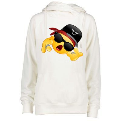 Gangster Emoji Smiley Womens Funnel Neck Pullover Hood