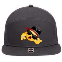 Gangster Emoji Smiley 7 Panel Mesh Trucker Snapback Hat