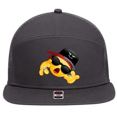 Gangster Emoji Smiley 7 Panel Mesh Trucker Snapback Hat