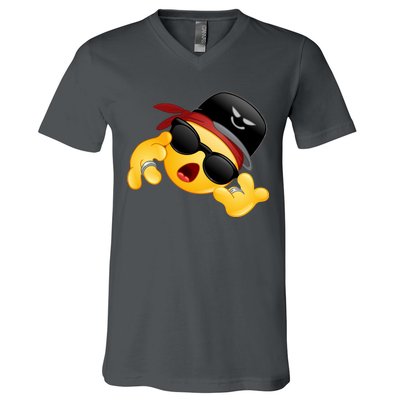 Gangster Emoji Smiley V-Neck T-Shirt