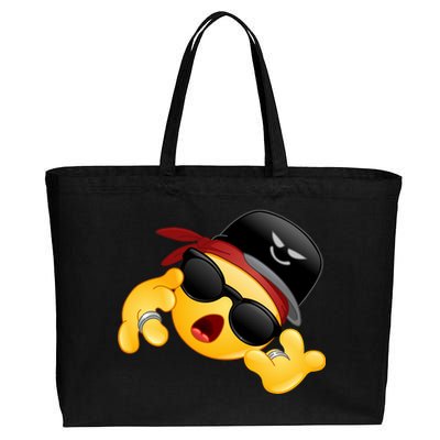 Gangster Emoji Smiley Cotton Canvas Jumbo Tote