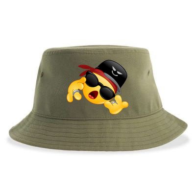 Gangster Emoji Smiley Sustainable Bucket Hat