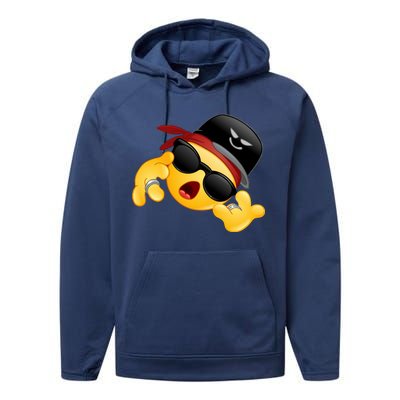 Gangster Emoji Smiley Performance Fleece Hoodie