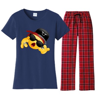 Gangster Emoji Smiley Women's Flannel Pajama Set