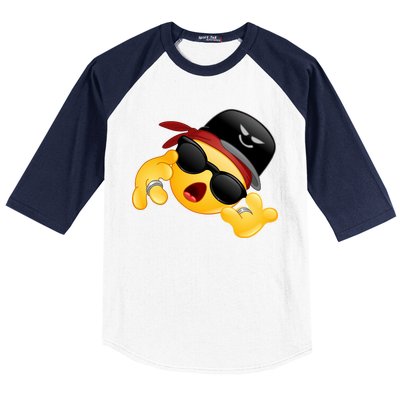 Gangster Emoji Smiley Baseball Sleeve Shirt