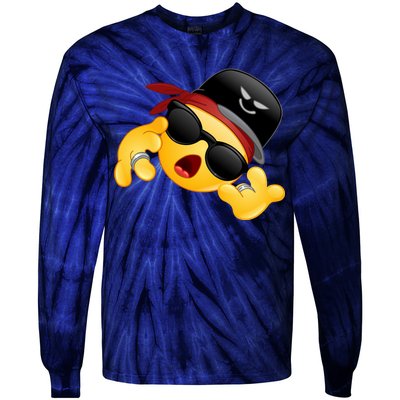 Gangster Emoji Smiley Tie-Dye Long Sleeve Shirt