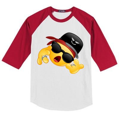 Gangster Emoji Smiley Kids Colorblock Raglan Jersey