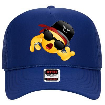 Gangster Emoji Smiley High Crown Mesh Back Trucker Hat