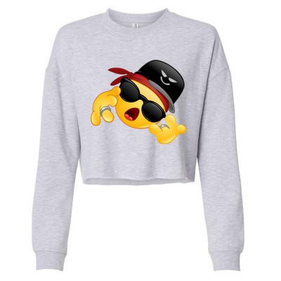 Gangster Emoji Smiley Cropped Pullover Crew