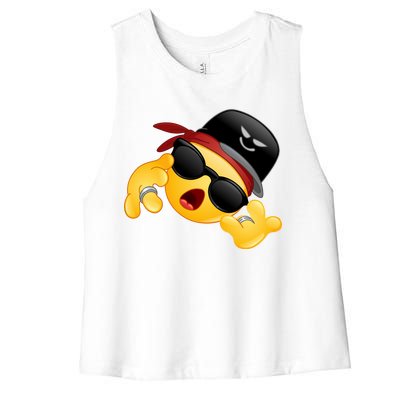 Gangster Emoji Smiley Women's Racerback Cropped Tank