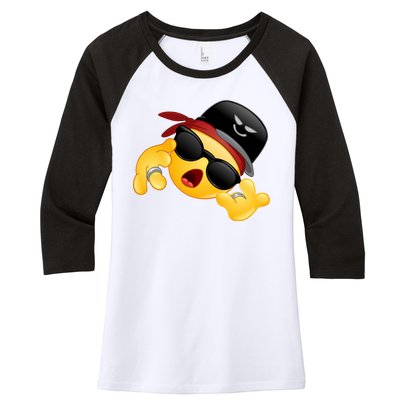 Gangster Emoji Smiley Women's Tri-Blend 3/4-Sleeve Raglan Shirt