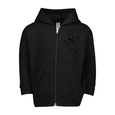 Gangster Pug With Guns Toddler Zip Fleece Hoodie